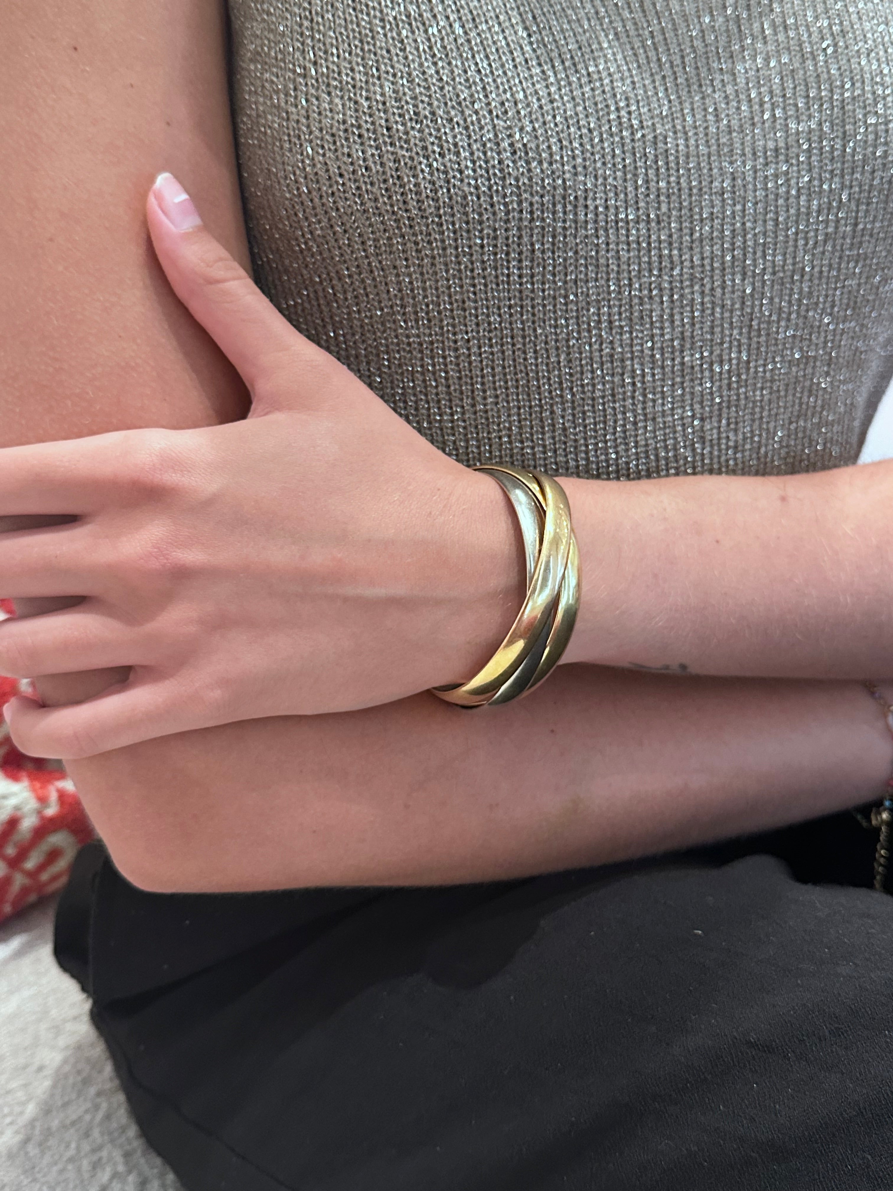 Bangle in yellow gold, white gold, and rose gold