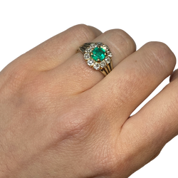 "Entourage" Ring in Yellow Gold, Emerald, and Diamonds