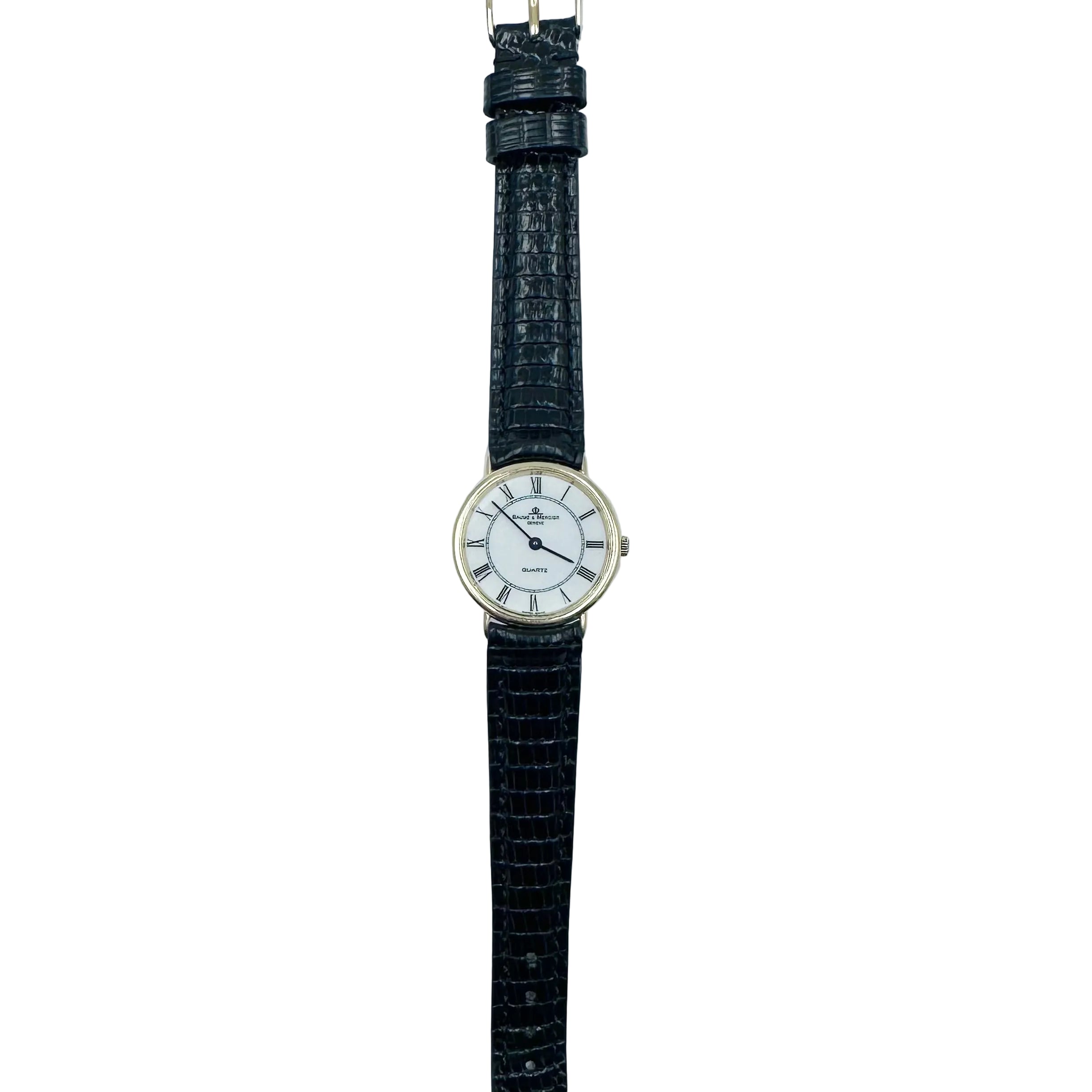 BAUME & MERCIER Watch in yellow gold and leather
