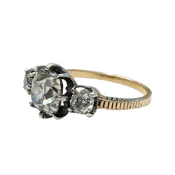 Trilogy Ring in Yellow Gold, Silver, and Diamonds