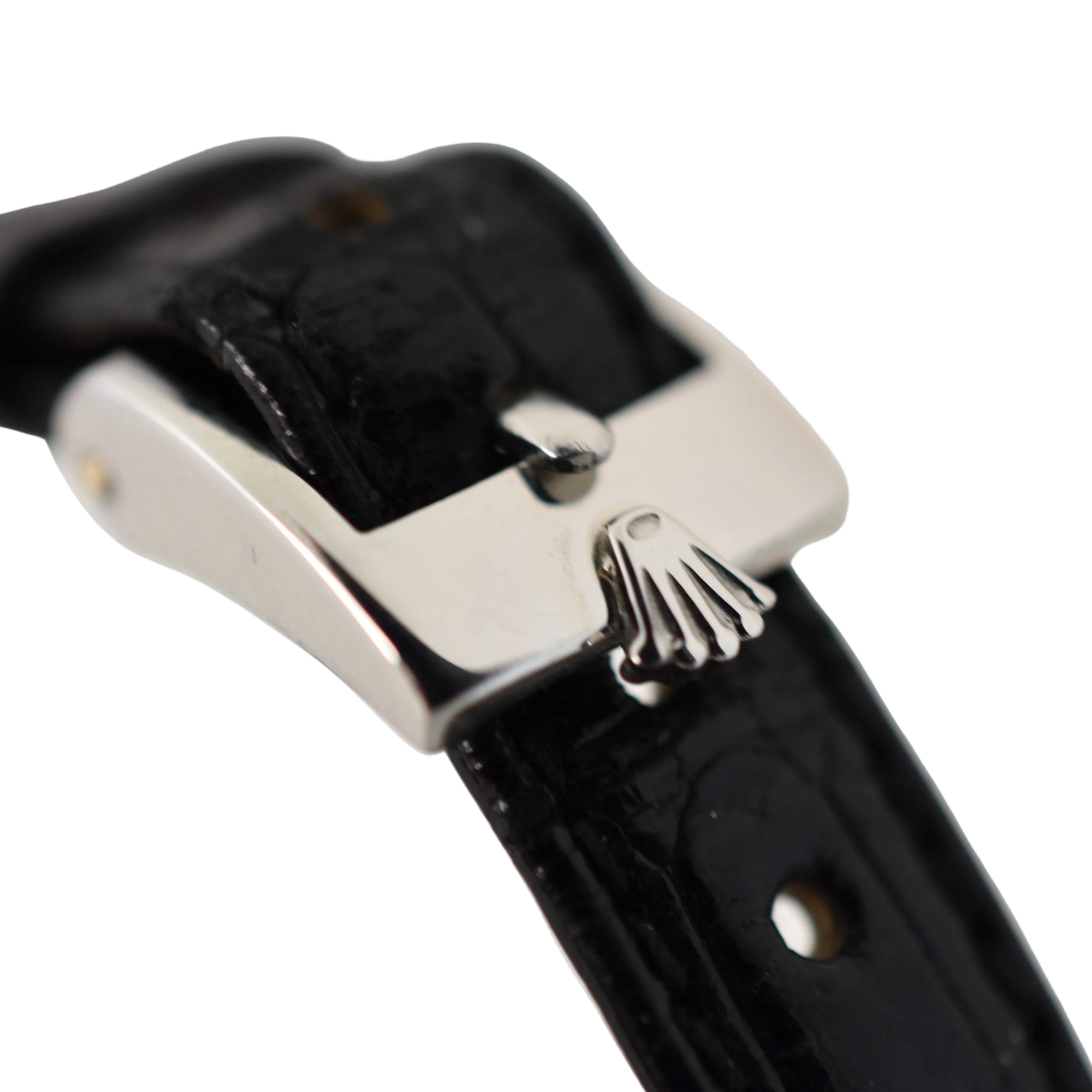 Montre ROLEX Cellini Zephir en or blanc, acier, cuir et rubis