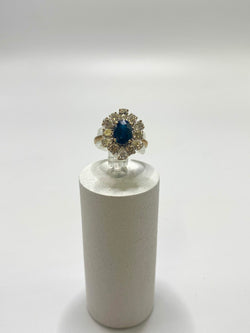 Marquise Ring in Yellow Gold, Sapphire, and Diamonds