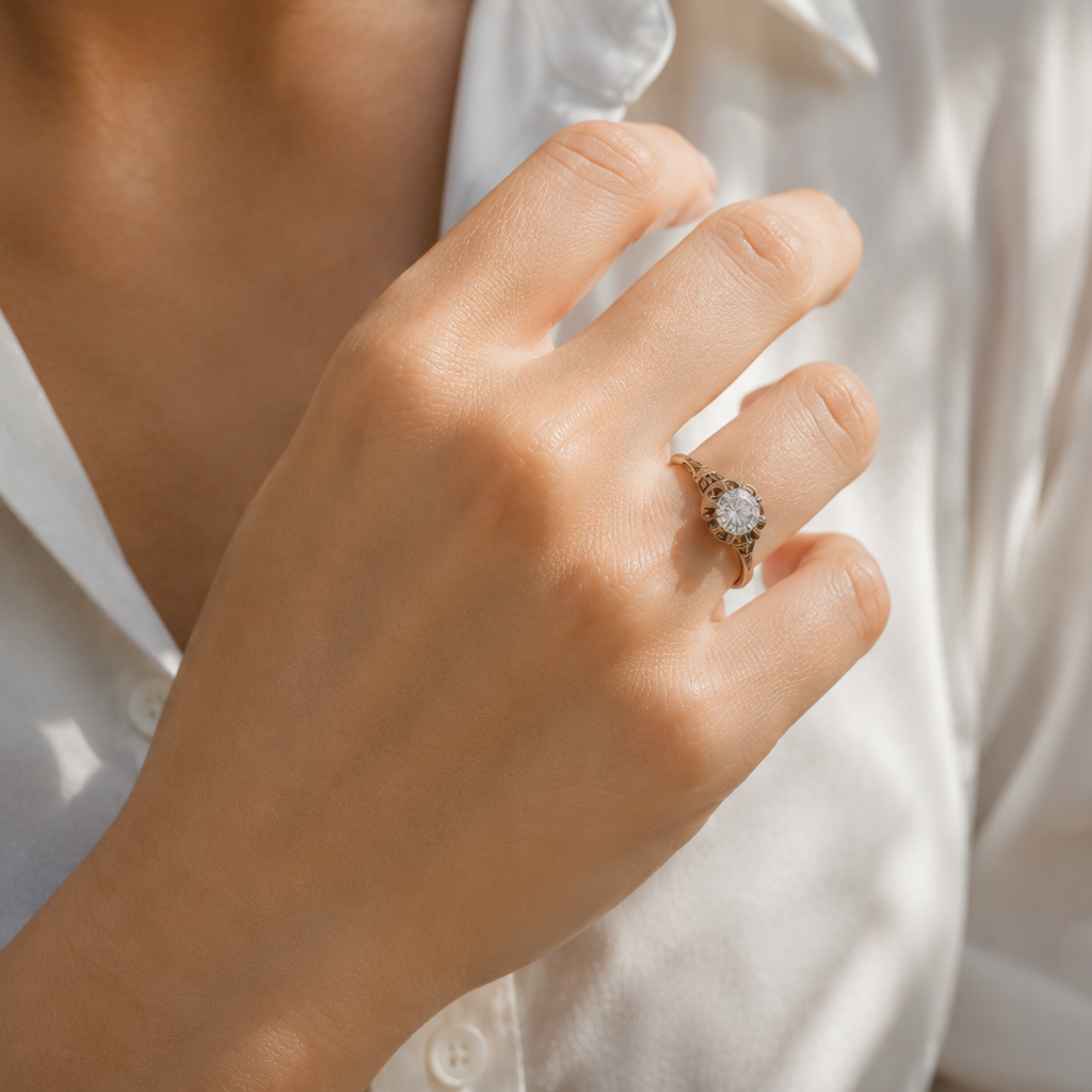 White gold and diamond Solitaire Ring