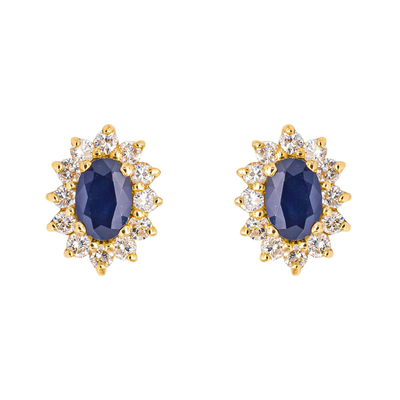Yellow Gold Sapphire Stud Earrings