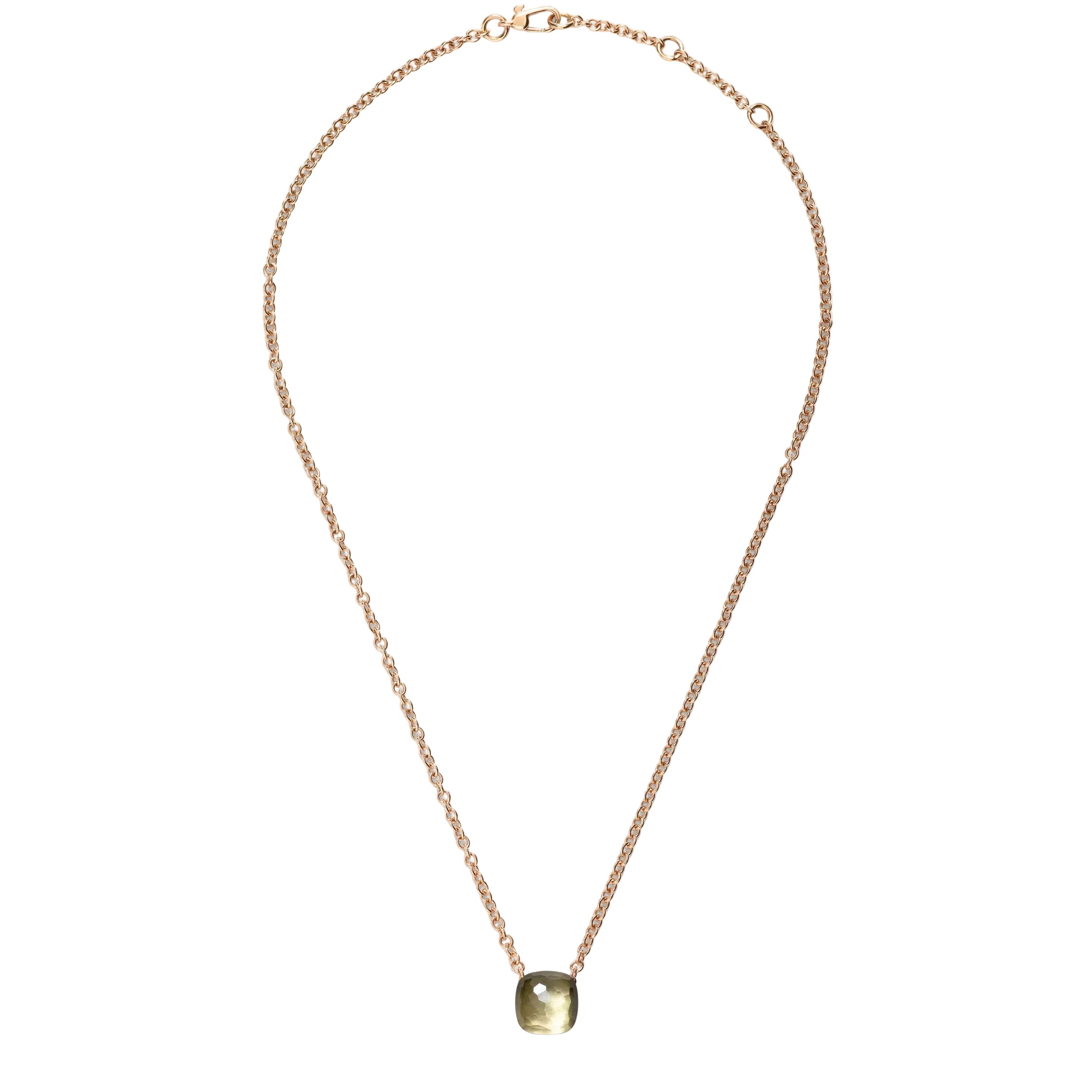 Collier Pendentif POMELLATO "Knot" en or blanc, or rose et prasiolite