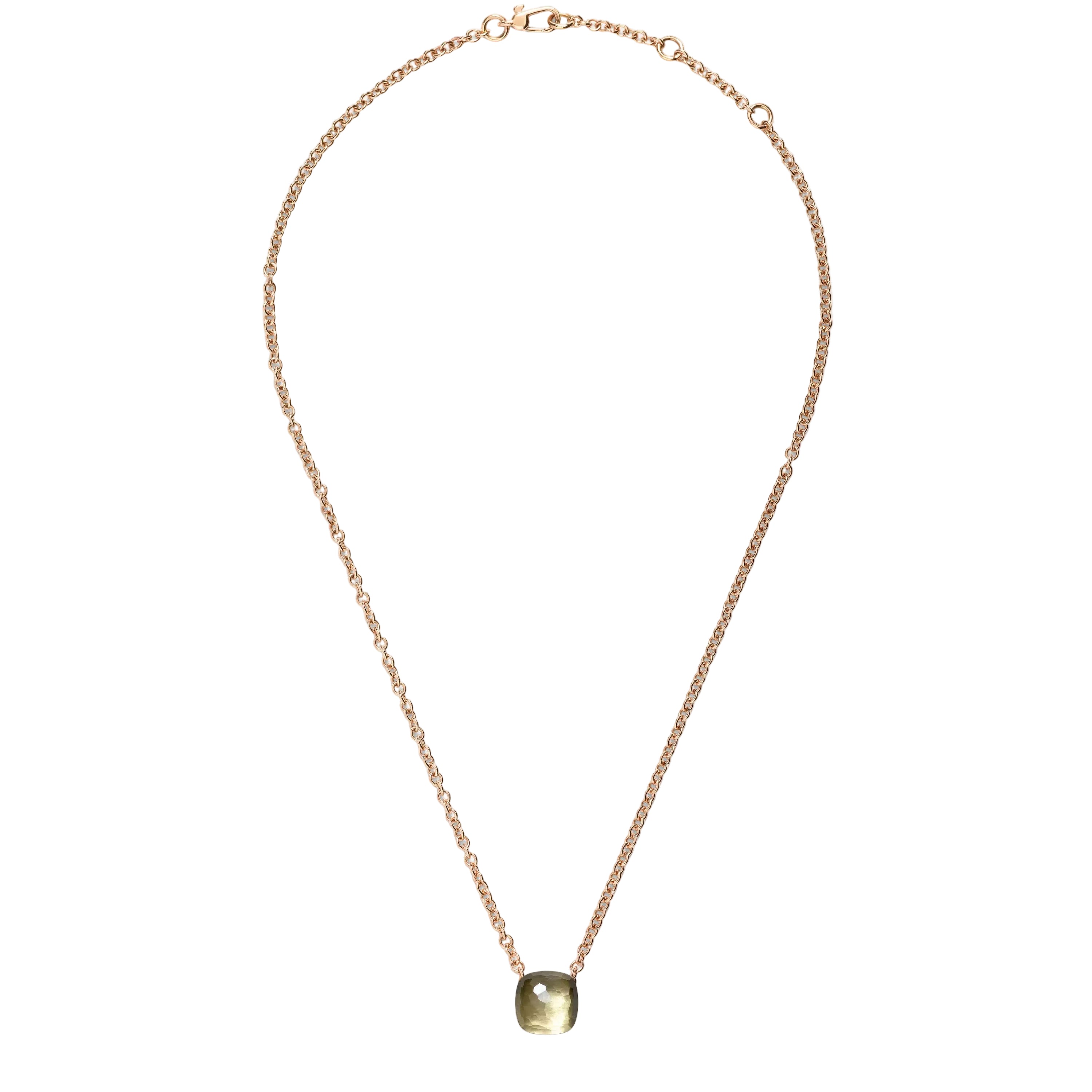 Collier Pendentif POMELLATO "Knot" en or blanc, or rose et prasiolite