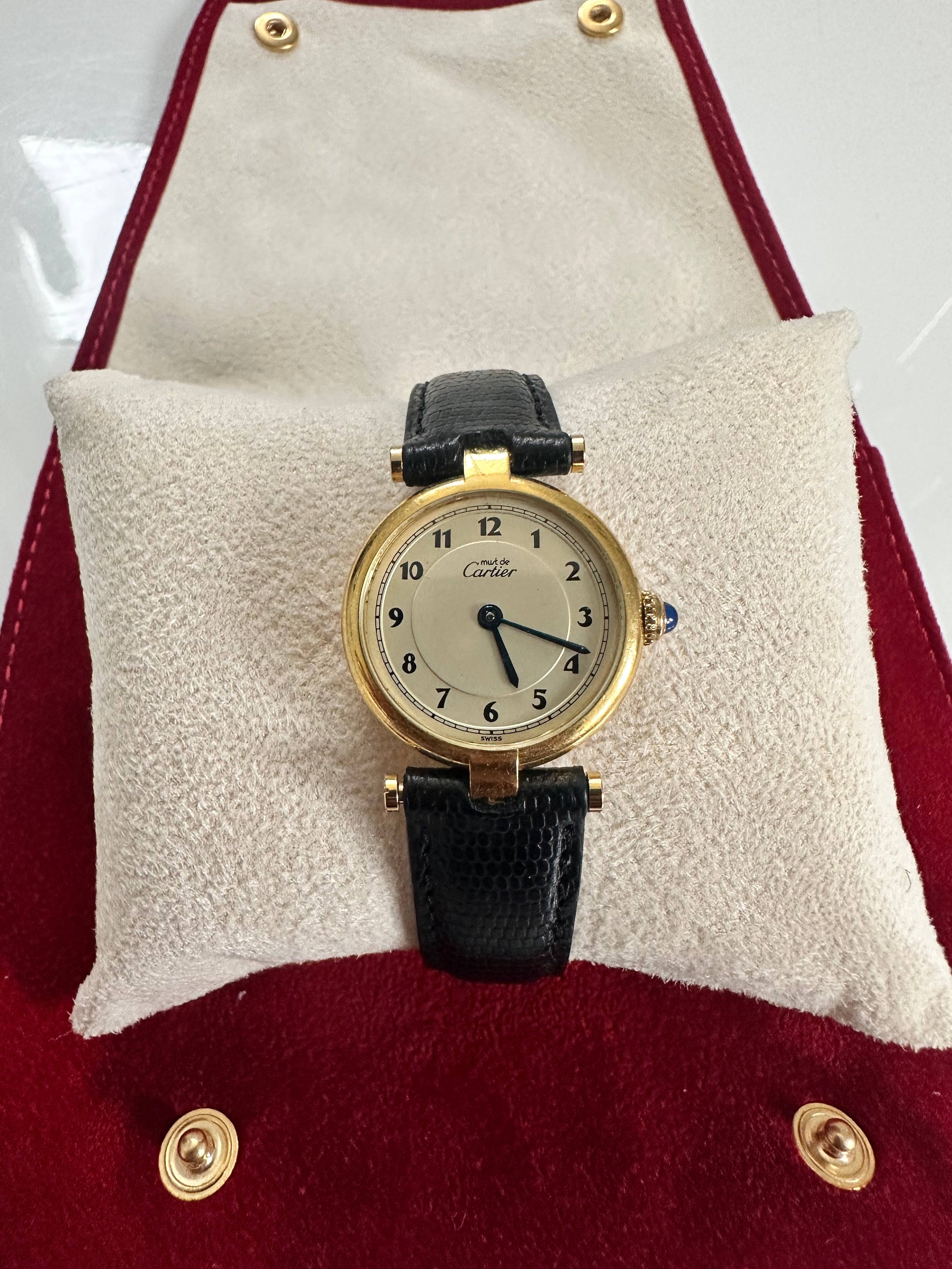 Montre CARTIER « Must ronde » en vermeil et cuir