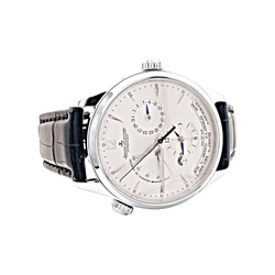 JAEGER-LECOULTRE "Master Control Geographic" Watch in Steel and Leather