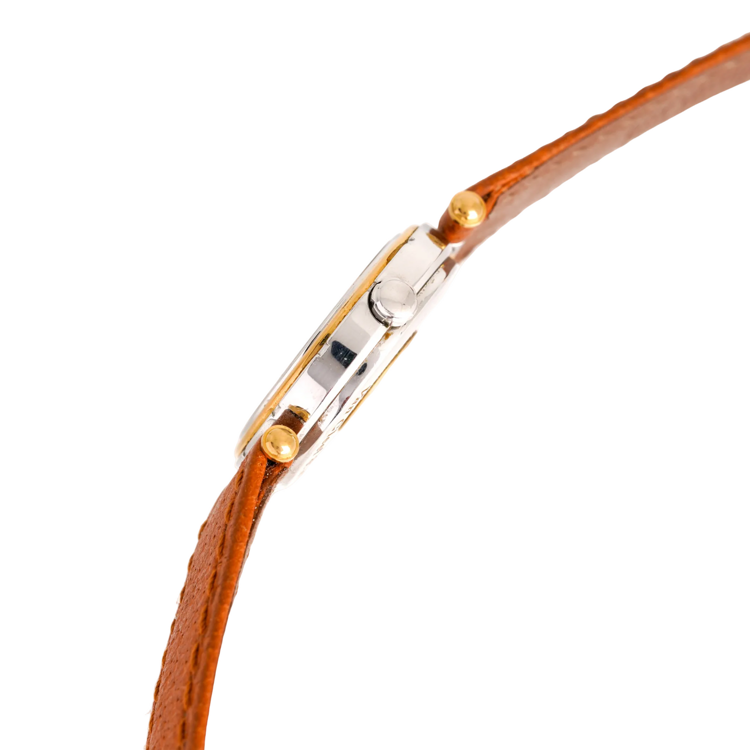 VAN CLEEF & ARPELS watch. PM "PA 49" in yellow gold, steel, and leather