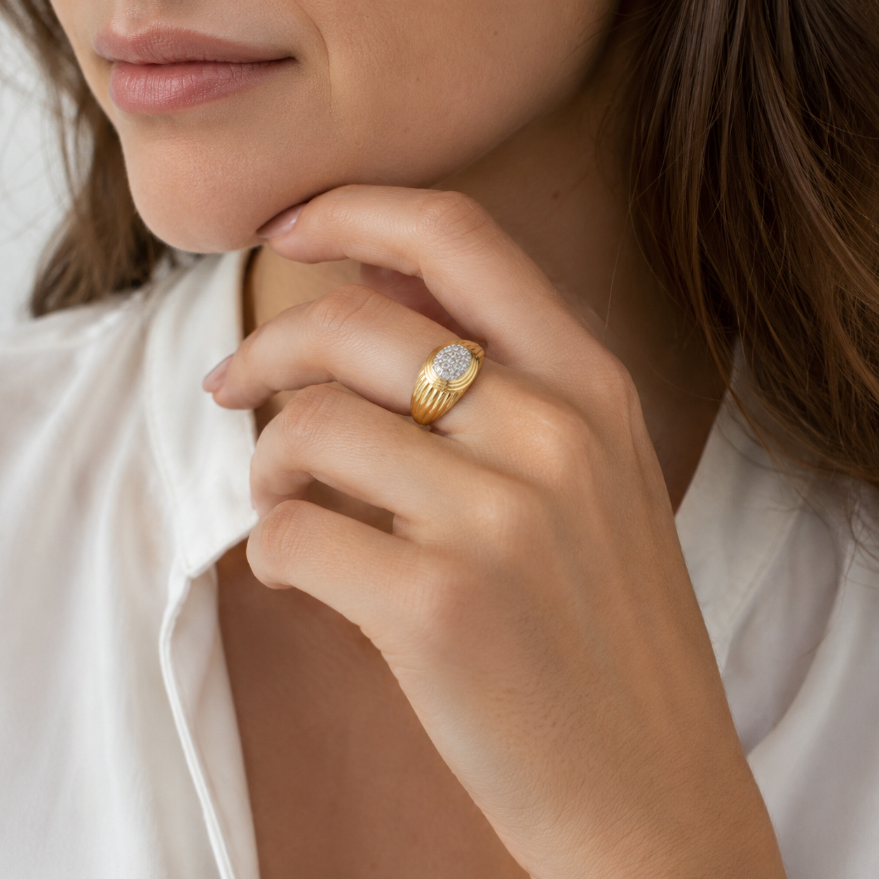 Yellow Gold and Diamond Dome Ring
