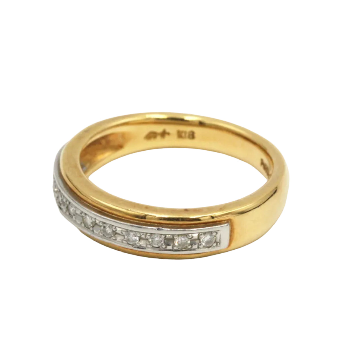 Wedding Band in Yellow Gold, Platinum, and Diamonds