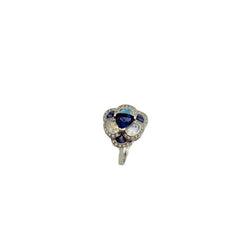 ISABELLE LANGLOIS "Flora Pensée" Entourage Ring in white gold, moonstones, iolites, and diamonds
