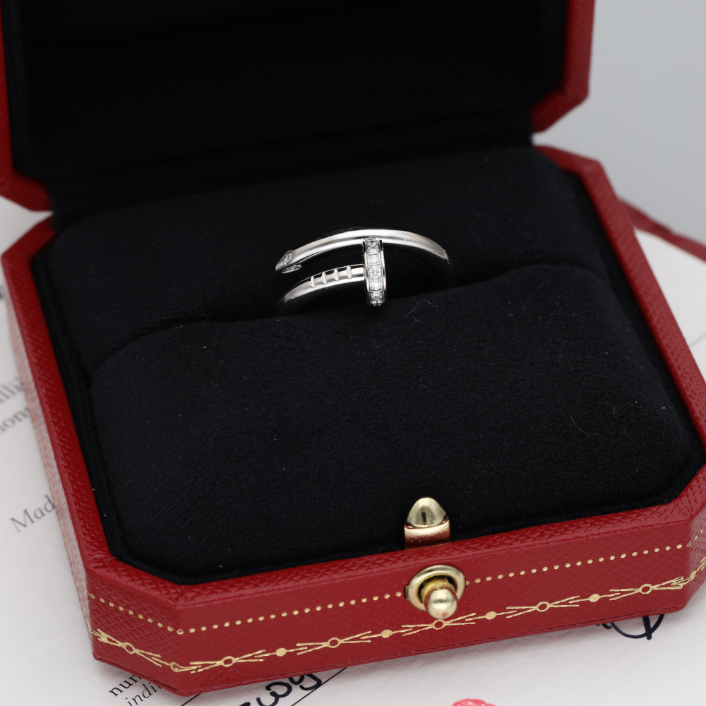 CARTIER "Juste un clou" Bangle Ring in white gold and diamonds