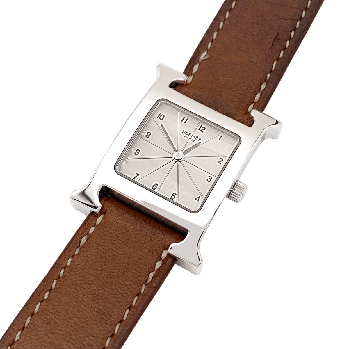 HERMÈS "Heure H" PM Watch in Steel and Leather