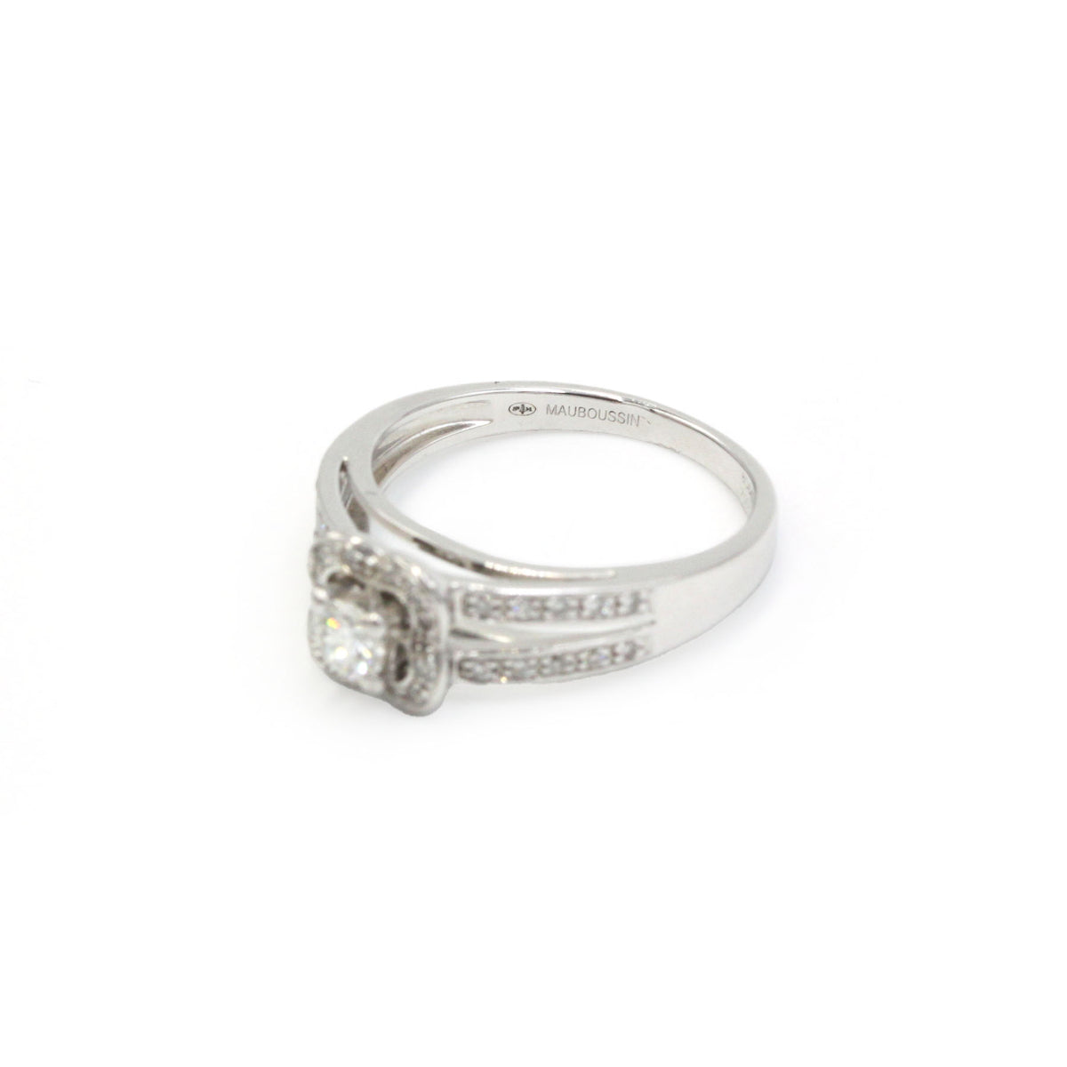 MAUBOUSSIN "Chance of Love No. 2" Solitaire Ring in White Gold and Diamonds