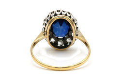 Bague Entourage en or jaune, argent, saphir et diamants