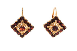 Yellow Gold and Garnet Lever-back Earrings