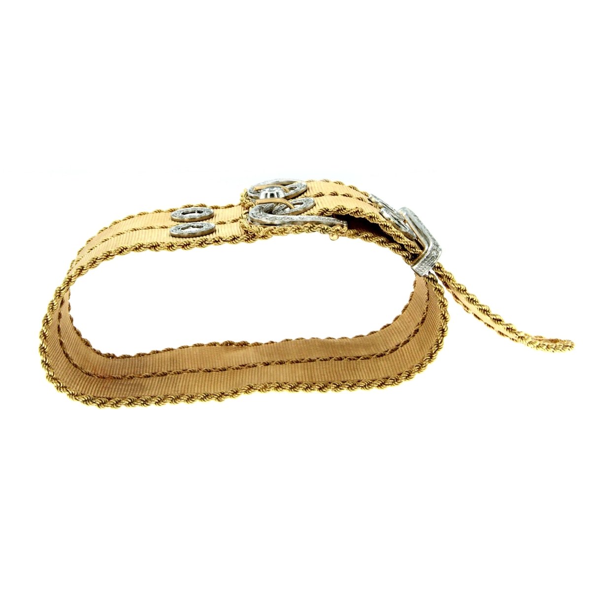 Filippini Diamond Mesh Two Color Gold Buckle Bracelet - Castafiore
