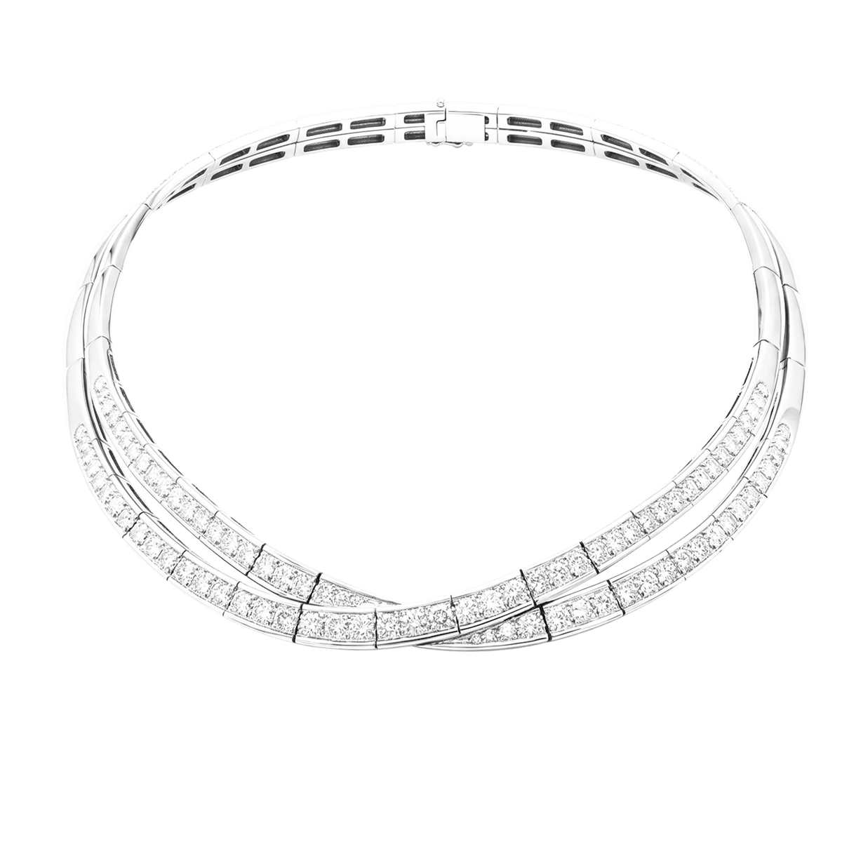 Collier Van Cleef & Arpels, "Avignon", or blanc, diamants.