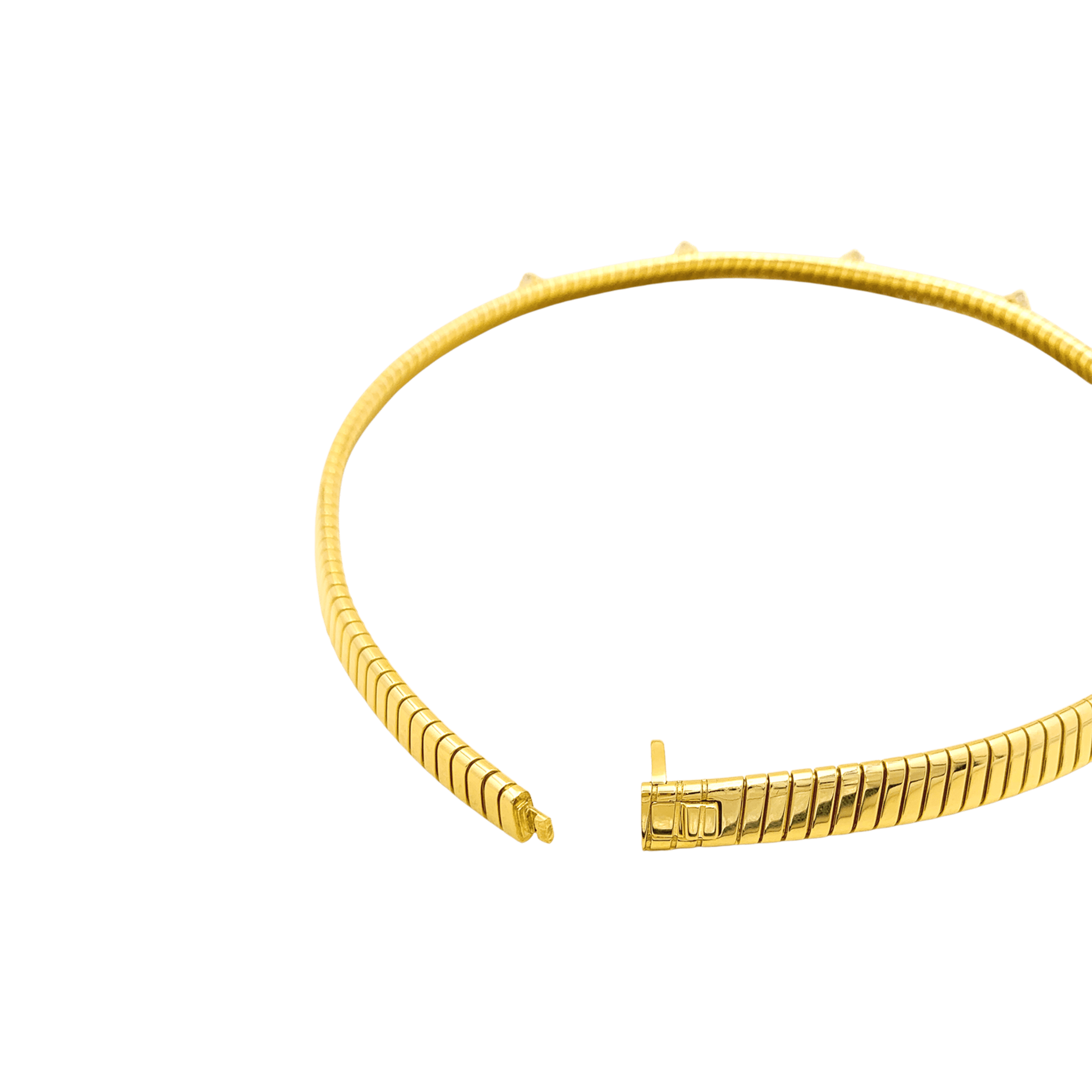 Collier Bulgari, "Tubogas" or jaune et diamants.