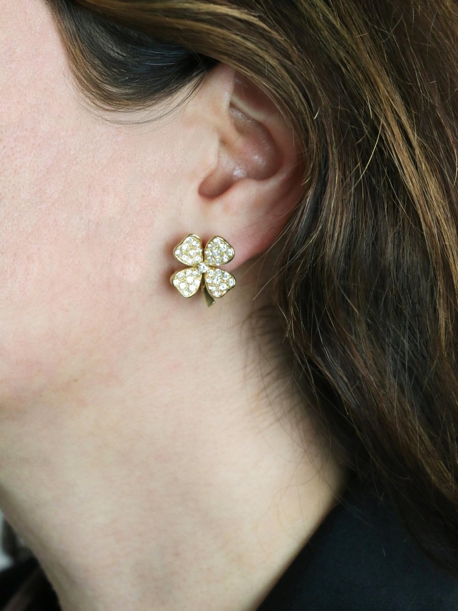 FRED Boucles d'oreilles Trèfles or jaune diamants - Castafiore