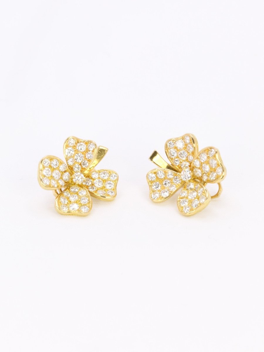 FRED Boucles d'oreilles Trèfles or jaune diamants - Castafiore