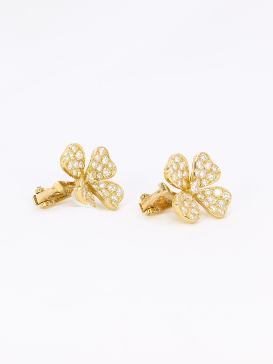 FRED Boucles d'oreilles Trèfles or jaune diamants - Castafiore