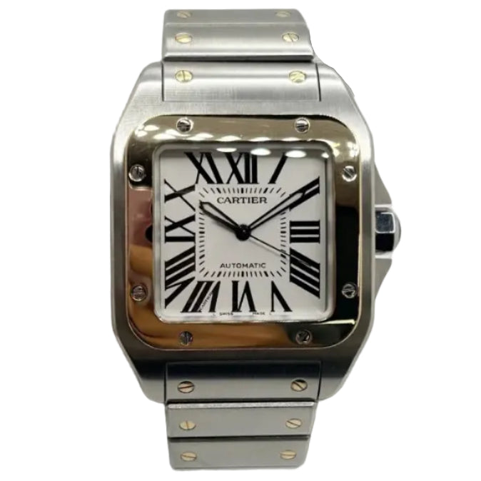 Montre CARTIER Santos 100 en or jaune et acier inoxydable