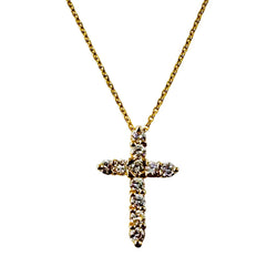 Yellow Gold Cross Pendant Necklace with Diamonds