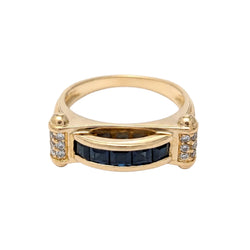Yellow Gold Bangle Ring with Sapphires and Diamonds