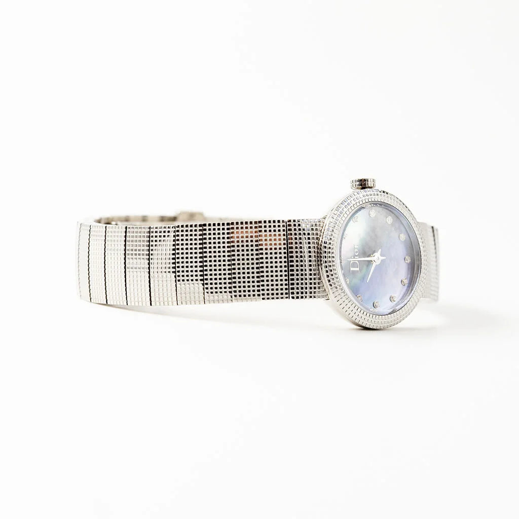 DIOR "La Baby D" ladies' watch in stainless steel, Mother-of-pearl, and diamonds