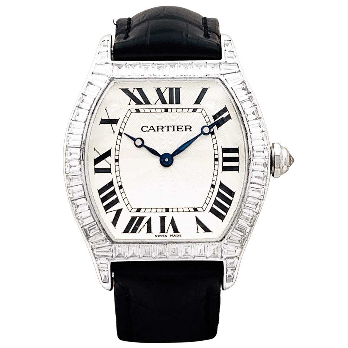 CARTIER "Tortue" Watch in White Gold and Diamonds