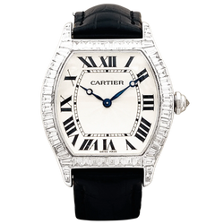 CARTIER "Tortue" Watch in White Gold and Diamonds