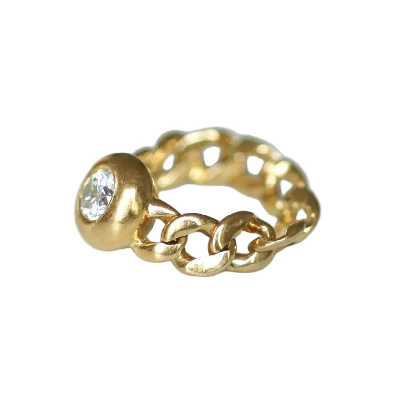 Yellow Gold Solitaire Ring with Diamond