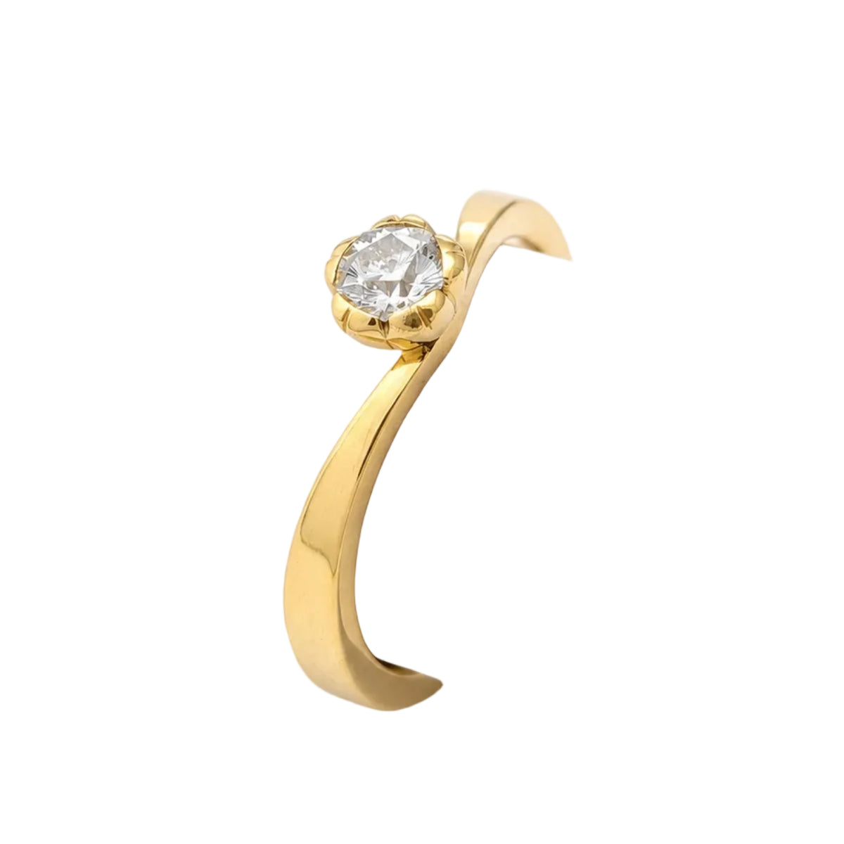 Yellow Gold Solitaire Ring with Diamond