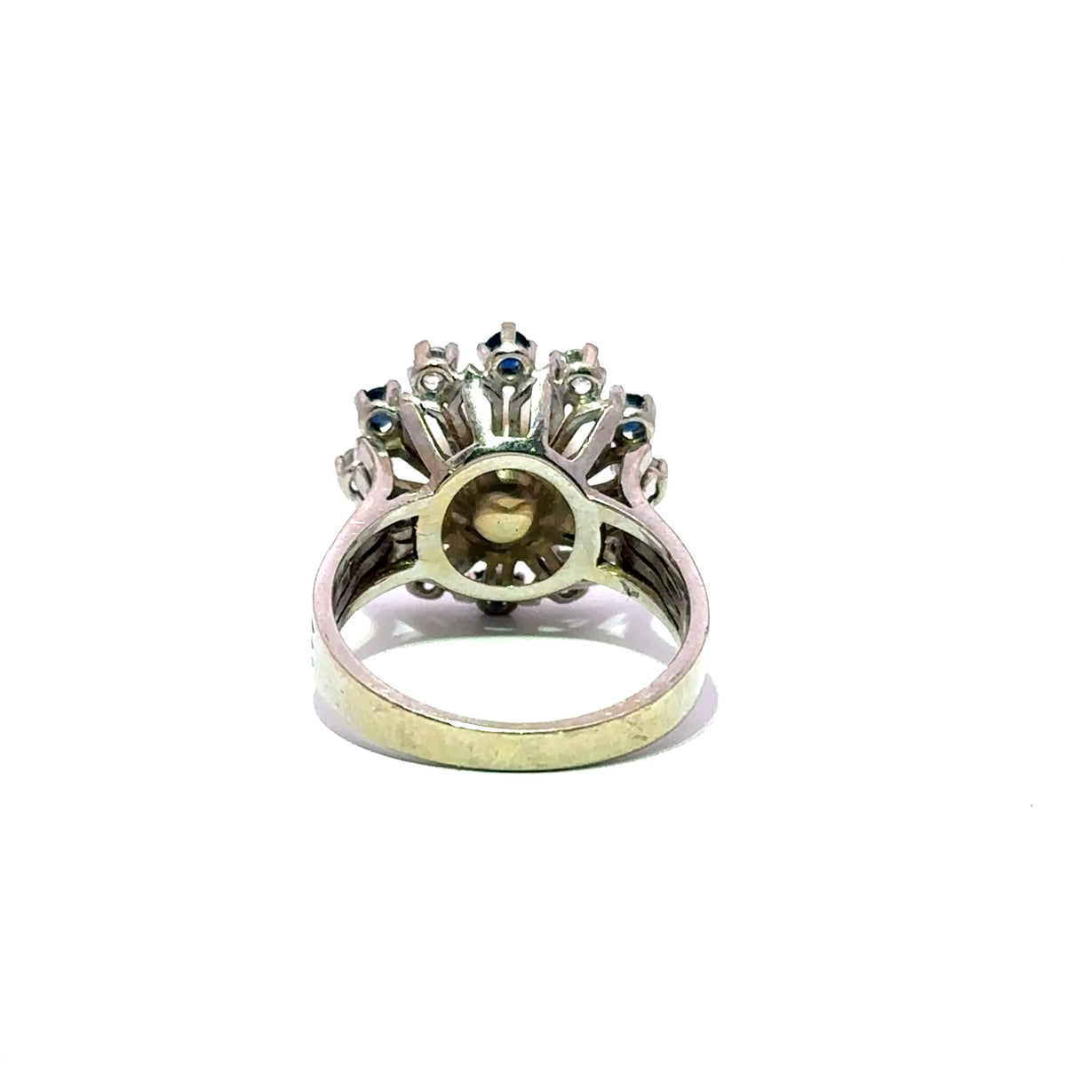 Marguerite Ring in Gold, Pearl, Sapphires, and Diamonds