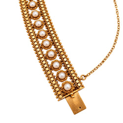Flexible Yellow Gold Bracelet with Pearls