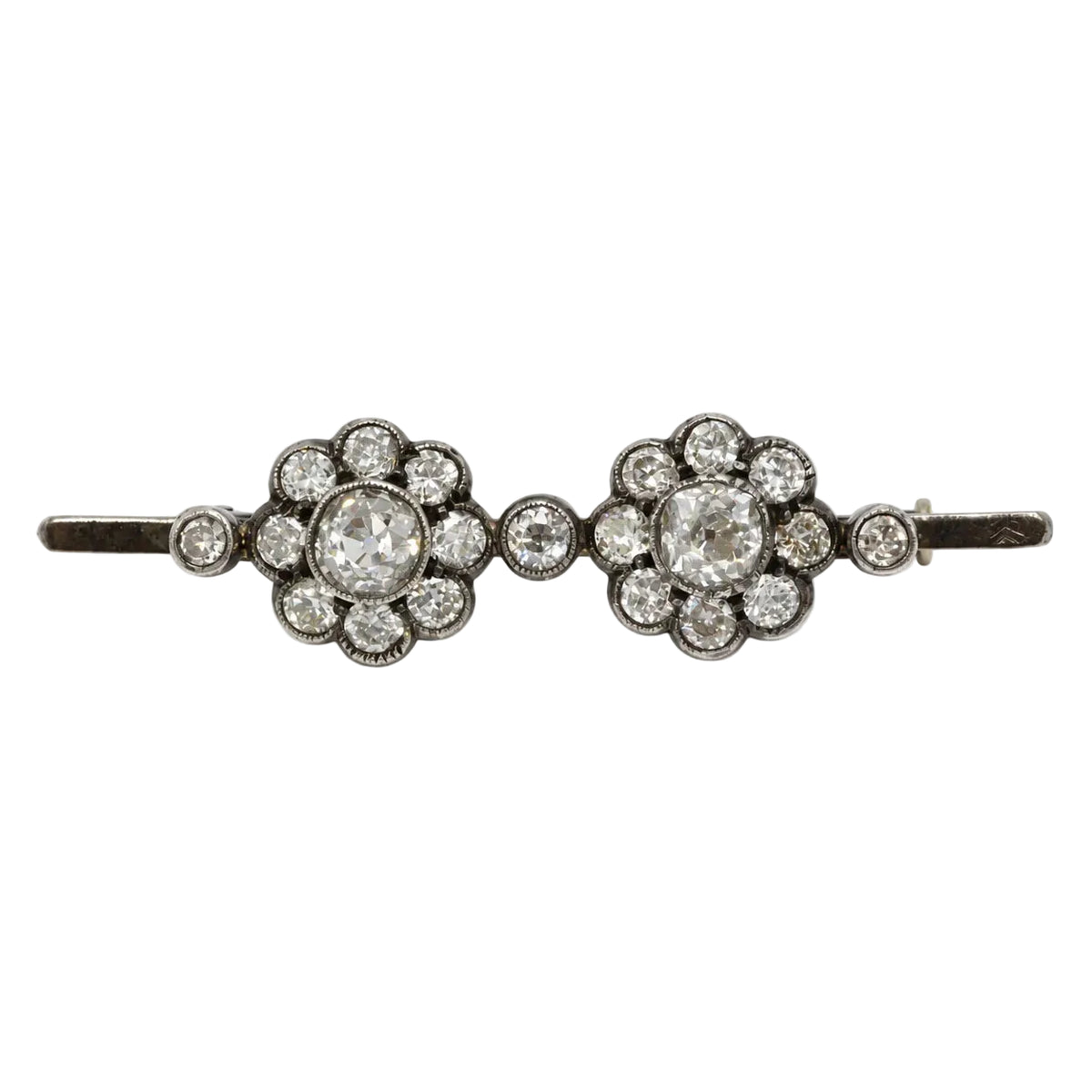 Yellow Gold, Silver, and Diamond Brooch