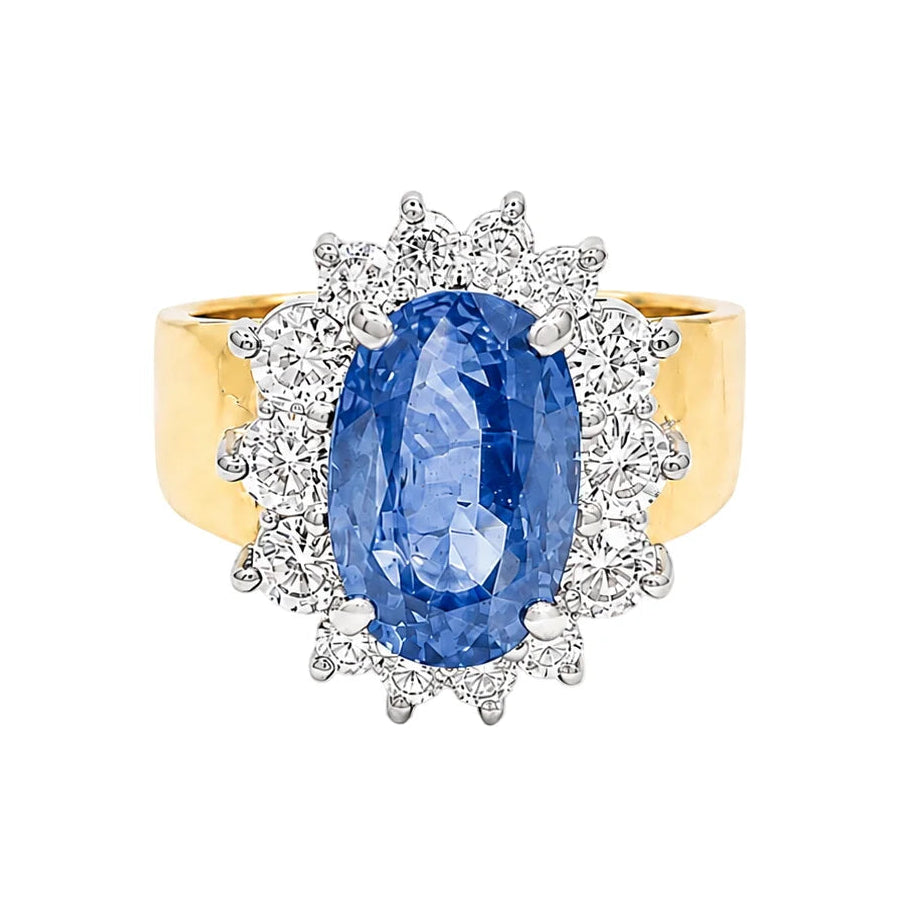 Pompadour Ring in Yellow Gold, Sapphire, and Diamonds