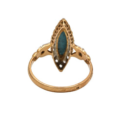 Marquise Ring in White gold, Rose gold, Turquoise, and Diamonds