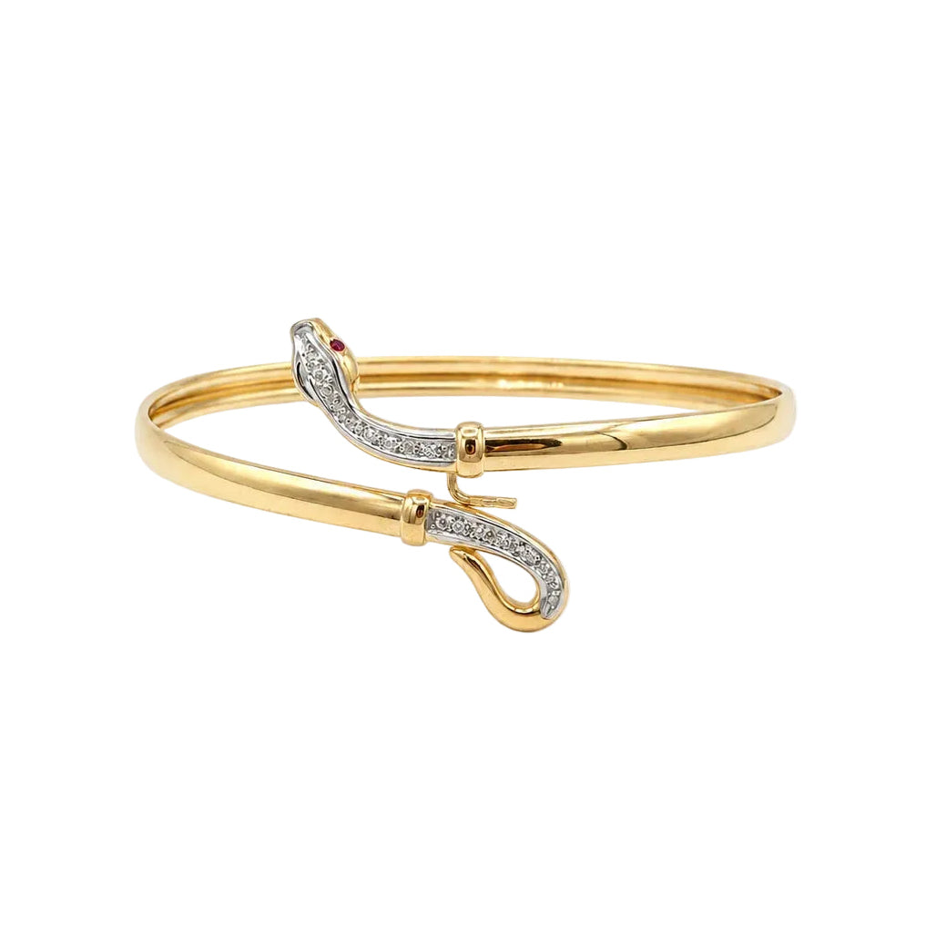 Yellow Gold Bangle Bracelet with Rubies and Diamonds