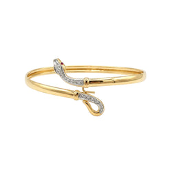 Yellow Gold Bangle Bracelet with Rubies and Diamonds