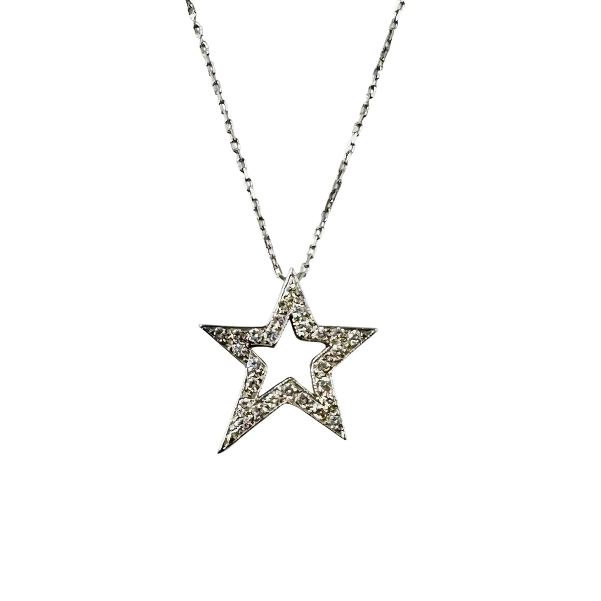 White Gold Star Pendant Necklace with Diamonds