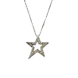 White Gold Star Pendant Necklace with Diamonds