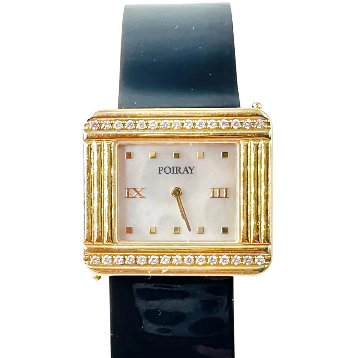 POIRAY "Ma Première 16/9" Watch in yellow gold, Mother-of-pearl, diamonds, and leather