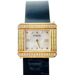 POIRAY "Ma Première 16/9" Watch in yellow gold, Mother-of-pearl, diamonds, and leather