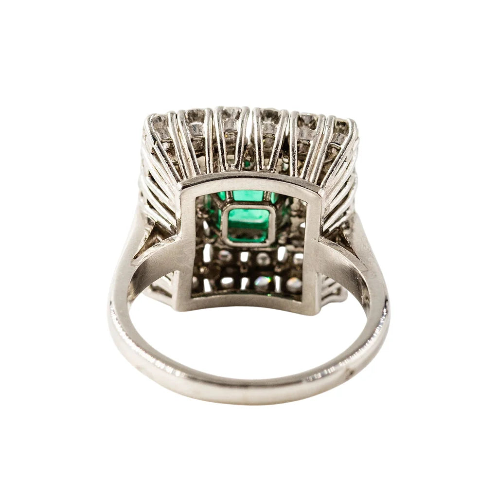 Entourage Ring in Platinum, Emerald, and Diamonds
