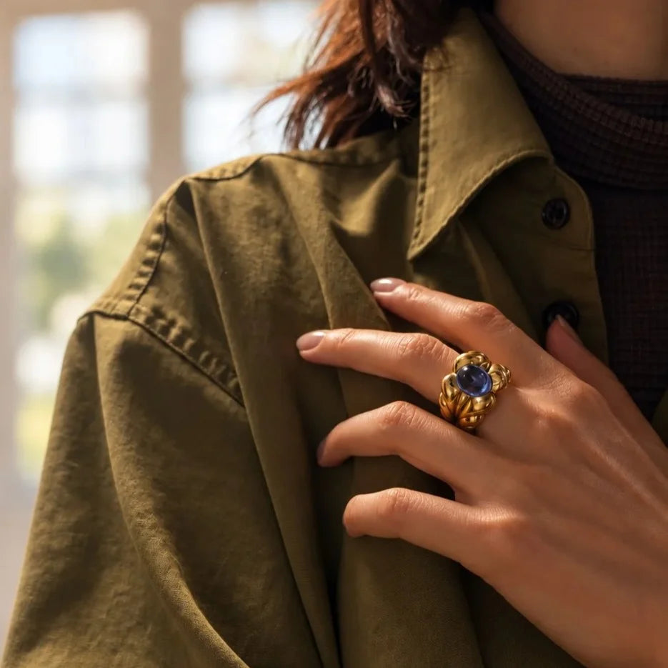 Yellow Gold and Sapphire Cocktail Ring