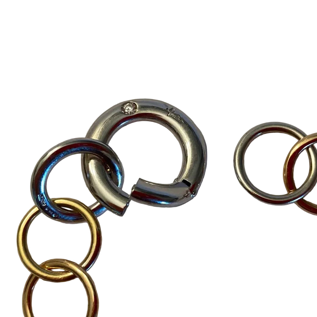 POMELLATO "Lucciole" Link Bracelet in white gold, yellow gold, rose gold, and diamonds