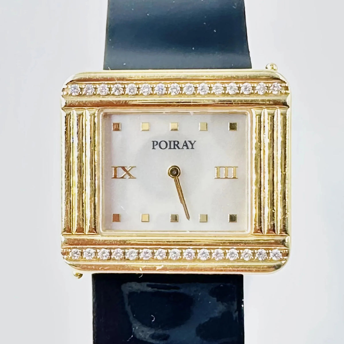 POIRAY "Ma Première 16/9" Watch in yellow gold, Mother-of-pearl, diamonds, and leather